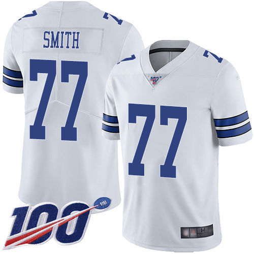 Men Dallas Cowboys Limited White Tyron Smith Road #77 100th Season Vapor Untouchable NFL Jersey